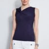Elie Tahari Sleeveless Asymmetric Twist Knit -ELIE TAHARI Sales E30M0203 WHITE E356X503 STARGAZER 2FRONT 2102