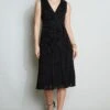 Elie Tahari Silk Ruffle Midi Dress -ELIE TAHARI Sales E30M0602 BLACK 1HERO 030