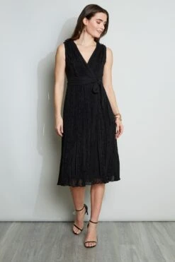 Elie Tahari Silk Ruffle Midi Dress