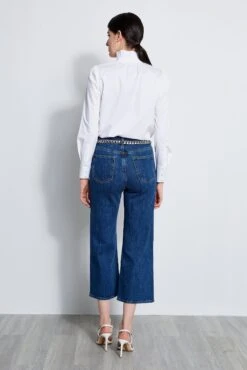 Elie Tahari Poplin Ruffle Shirt -ELIE TAHARI Sales E315J202 E9017512 WHITE 3back 4398