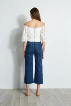 Elie Tahari Cut Out Lace Corset Shirt -ELIE TAHARI Sales E315J202 INDIGO E401A503 MARBLE 3back 548