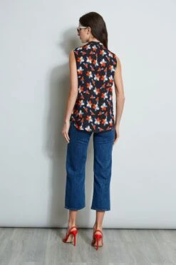 Elie Tahari Rosemallo Floral Contour Shirt 13 Elie Tahari Rosemallo Floral Contour Shirt -ELIE TAHARI Sales E315J202 INDIGO E502M503 MULTI 2front 544