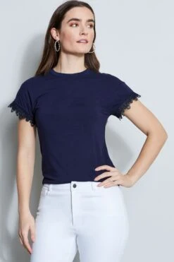 Elie Tahari Lace Trim Knit -ELIE TAHARI Sales E356X502 STARGAZER 2FRONT 019