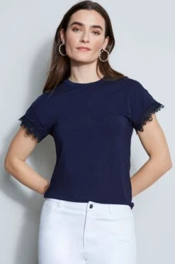 Elie Tahari Lace Trim Knit