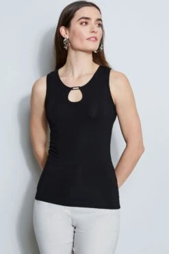 Elie Tahari Bar Tank 8 Elie Tahari Bar Tank -ELIE TAHARI Sales E356X512 BLACK 2FRONT 029