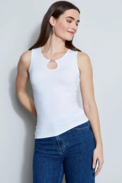 Elie Tahari Bar Tank -ELIE TAHARI Sales E356X512 WHITE 2FRONT 032