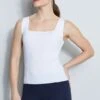 Elie Tahari Ribbed Square Neck Tank