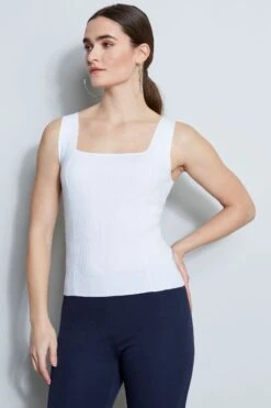 Elie Tahari Ribbed Square Neck Tank
