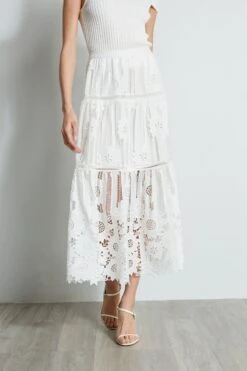 Elie Tahari Lace Cut Out Maxi Skirt