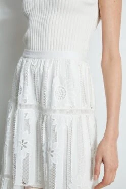 Elie Tahari Lace Cut Out Maxi Skirt -ELIE TAHARI Sales E401A303 MARBLE E45X7503 WHITE 2front 669