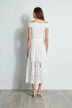 Elie Tahari Lace Cut Out Maxi Skirt -ELIE TAHARI Sales E401A303 MARBLE E45X7503 WHITE 3back 676