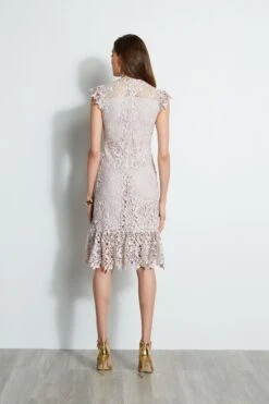 Elie Tahari Vine Lace Midi Dress 13 Elie Tahari Vine Lace Midi Dress -ELIE TAHARI Sales E401C603 ALMOND 3back 2148