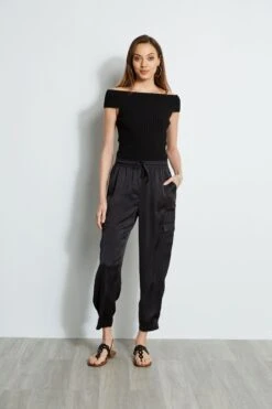Elie Tahari Satin Cargo Pocket Pant -ELIE TAHARI Sales E4027203 BLACK E45X7503 BLACK 1Hero 1007