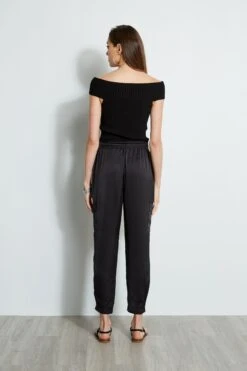 Elie Tahari Satin Cargo Pocket Pant -ELIE TAHARI Sales E4027203 BLACK E45X7503 BLACK 2front 1024