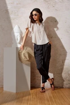 Elie Tahari Satin Cargo Pocket Pant -ELIE TAHARI Sales E4027203 BLACK ETR31224 SALT 1765F 2x3 c0c4e7c9 924a 4908 b3fc 8b5cc53dc10e