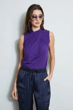 Elie Tahari Sleeveless Twist Knit -ELIE TAHARI Sales E4027203 STARGAZER E556X513 BLACKBERRY 2front 249