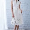 Elie Tahari Embroidered Hem Cotton Midi Dress 2 Elie Tahari Embroidered Hem Cotton Midi Dress -ELIE TAHARI Sales E4044602 SL DRESS KEYHOLE WHITE 829
