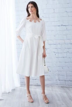 Elie Tahari Keyhole Cotton Midi Dress