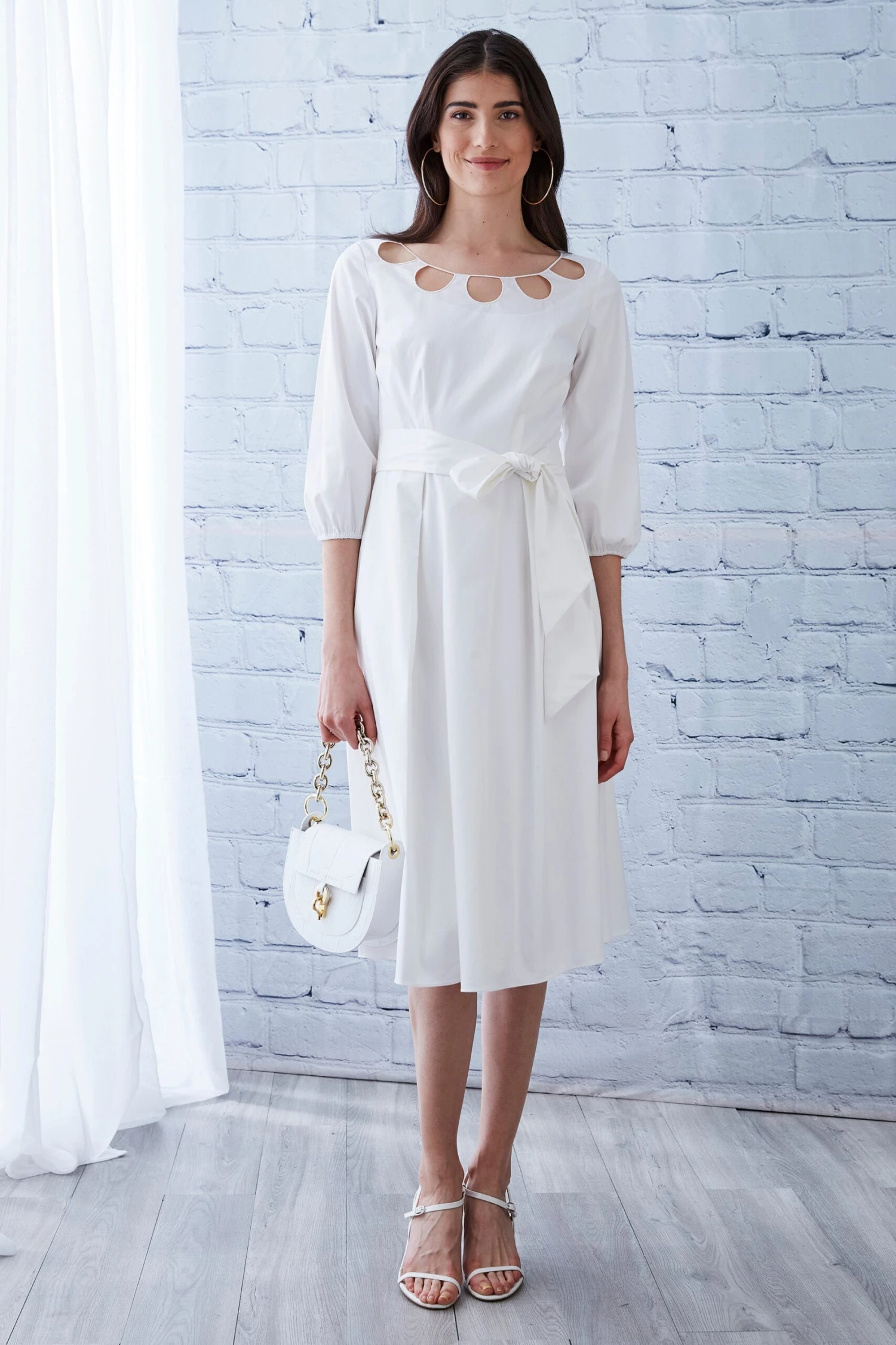 Elie Tahari Keyhole Cotton Midi Dress 4 Elie Tahari Keyhole Cotton Midi Dress - Image 2