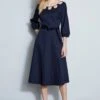 Elie Tahari Keyhole Cotton Midi Dress -ELIE TAHARI Sales E4044612 STARGAZER 1HERO 014