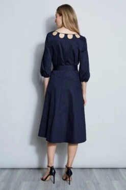 Elie Tahari Keyhole Cotton Midi Dress 7 Elie Tahari Keyhole Cotton Midi Dress -ELIE TAHARI Sales E4044612 STARGAZER 3BACK 077