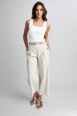 Elie Tahari Faye Wide-Leg Pant 13 Elie Tahari Faye Wide-Leg Pant -ELIE TAHARI Sales E405K210 FAYEPANT PUTTYMELANGE 1HERO 001