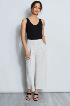 Elie Tahari Faye Wide-Leg Pant 10 Elie Tahari Faye Wide-Leg Pant -ELIE TAHARI Sales E405K210 PUTTY MELANGE 1HERO 003