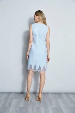 Elie Tahari Linen Lace Hem Dress -ELIE TAHARI Sales E405K602 WAVEMELANGE 3BACK 056