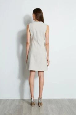 Elie Tahari Linen Chain Dress -ELIE TAHARI Sales E405K603 PUTTYMELANGE 3back 2210