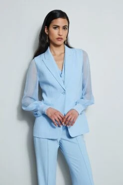 Elie Tahari Chiffon Sleeve Blazer