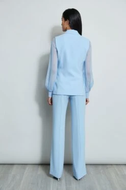 Elie Tahari Chiffon Sleeve Blazer -ELIE TAHARI Sales E4087203 WATERBLUE E4087103 WATERBLUE E410N513 WATERBLUE 3back 2447