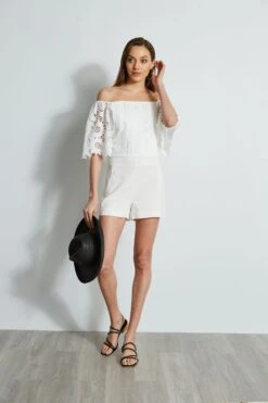 Elie Tahari Cut Out Lace Corset Shirt -ELIE TAHARI Sales E4087213 FOAM E401A503 MARBLE 4stytling 367