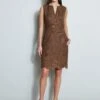 Elie Tahari Embroidered Hem Dart Dress