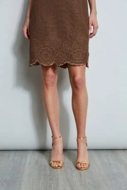 Elie Tahari Embroidered Hem Dart Dress 12 Elie Tahari Embroidered Hem Dart Dress -ELIE TAHARI Sales E40C4603 SUMATRA 2front 2600