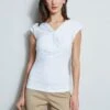 Elie Tahari Twist Knot Knit -ELIE TAHARI Sales E40M0202 RATTAN E556X503 WHITE 2front 1510