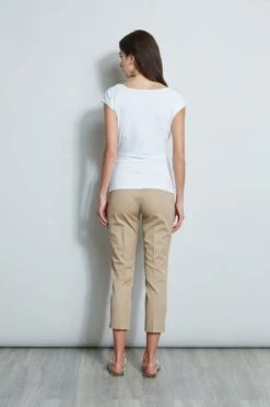 Elie Tahari Twist Knot Knit -ELIE TAHARI Sales E40M0202 RATTAN E556X503 WHITE 2front 1527