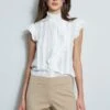 Pleated Flutter Silk Shirt -ELIE TAHARI Sales E40M0202 RATTAN ETR31195 SKYWHITE 1Hero 1660