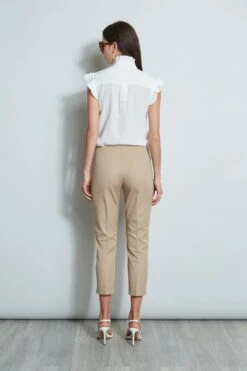 Pleated Flutter Silk Shirt -ELIE TAHARI Sales E40M0202 RATTAN ETR31195 SKYWHITE 3back 647