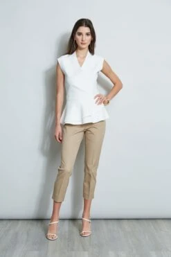 Wrap Peplum Sweater 10 Wrap Peplum Sweater -ELIE TAHARI Sales E40M0202 RATTAN ETR32138 SKYWHITE 1Hero 1609