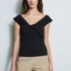 Twist Front Sweater -ELIE TAHARI Sales E40M0202 RATTAN ETR32139 NOIR 2front 624