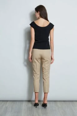 Twist Front Sweater -ELIE TAHARI Sales E40M0202 RATTAN ETR32139 NOIR 3back 1560