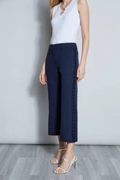 Elie Tahari Embroidered Cropped Pant -ELIE TAHARI Sales E40M0212 NAVYYARD 2FRONT 044