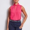 Elie Tahari Sleeveless Silk Twist Shirt