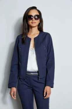 Elie Tahari Stretch Twill Jacket -ELIE TAHARI Sales E410N503 FRESHPEARL E70M0103 NAVYYARD E70M0203 STARGAZER 2FRONT 799