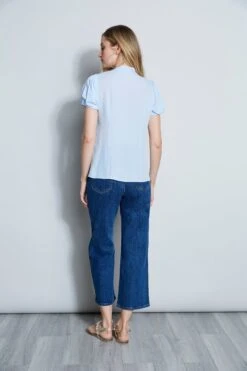 Elie Tahari Silk Tie Neck Ruffle Shirt -ELIE TAHARI Sales E410N512 SOFTBLUE 3BACK 039 1