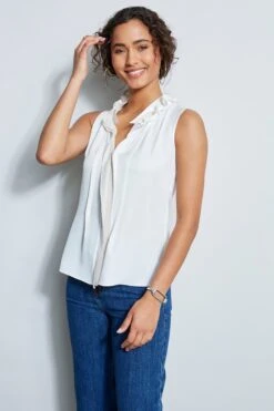 Elie Tahari Silk Ruffle Shirt