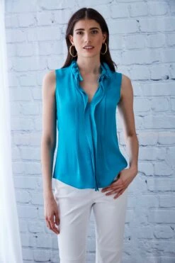 Elie Tahari Silk Ruffle Shirt