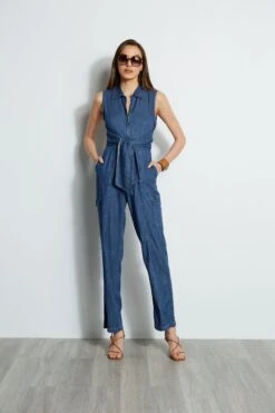 Elie Tahari Denim Tie Jumpsuit -ELIE TAHARI Sales E414J603 INDIGO 1Hero 2081
