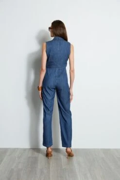Elie Tahari Denim Tie Jumpsuit -ELIE TAHARI Sales E414J603 INDIGO 3back 2112
