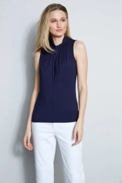 Elie Tahari Sleeveless Mock Twist Knit